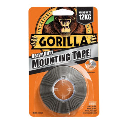 Banda dublu adeziva pentru montaj si fixare, Gorilla Heavy Duty Mounting, negru, interior / exterior, 2.5 cm x 1.5 m