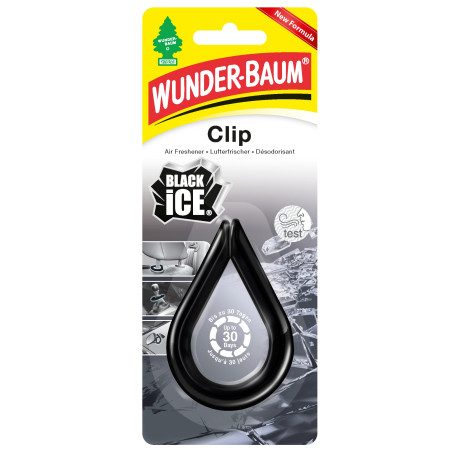 Odorizant auto, colier, Wunder - Baum,  Clip Black Ice, 19 x 7.5 x 1 cm
