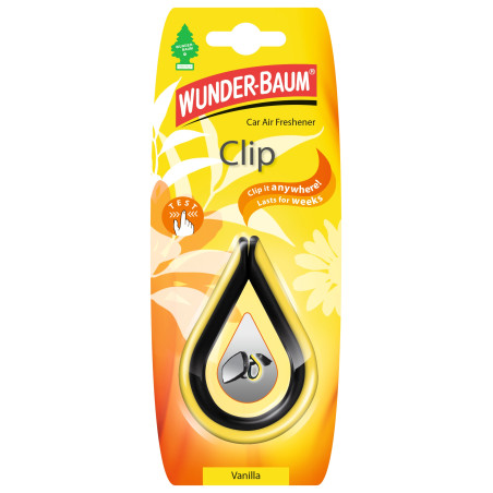 Odorizant auto, colier, Wunder - Baum, Clip Vanilla, 7.6 x 1.2 x 19 cm