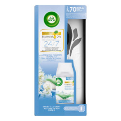 Odorizant camera Air Wick, aparat + rezerva + baterie, asternuturi proaspete si liliac alb, 250 ml