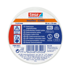 Banda electroizolatoare tesa Professional 53988, alb, 20 m x 0.13 mm x 19 mm