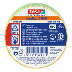 Banda electroizolatoare tesa Professional 53988, galben + verde, 20 m x 19 mm