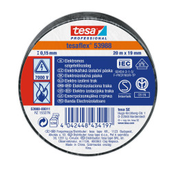 Banda electroizolatoare tesa Professional 53988, negru, 20 m x 19 mm