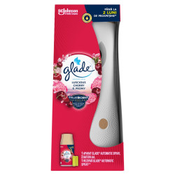 Odorizant camera Glade automatic spray, aparat + baterii + rezerva, cherry and peony, 269 ml