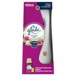 Odorizant camera Glade automatic spray, aparat + baterii + rezerva, relaxing zen, 269 ml