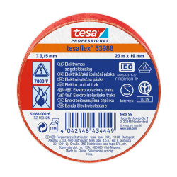 Banda electroizolatoare tesa Professional 53988, rosu, 20 m x 19 mm