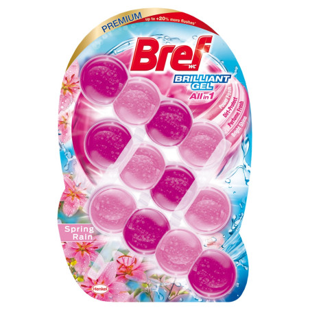 Odorizant wc baie Bref Brilliant Gel Spring Rain, 3 x 42 g