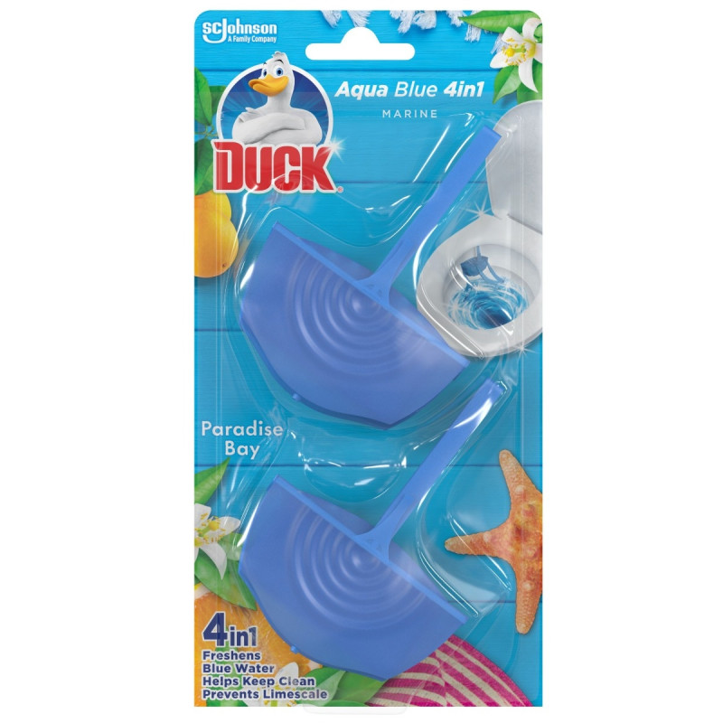 Odorizant wc baie Duck Aqua Blue 4in1 Paradise Bay, marin, 2 x 36 g