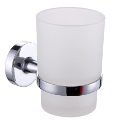 Pahar baie pentru igiena personala, cu suport, Iobagno Alfa AC1505, sticla, 9.5 x 6.5 x 10 cm