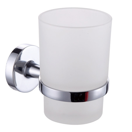 Pahar baie pentru igiena personala, cu suport, Iobagno Alfa AC1505, sticla, 9.5 x 6.5 x 10 cm