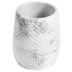 Pahar baie pentru igiena personala, Kadda White Fish BPO-4248C, polirasina, alb + gri, 7.5 x 7.5 x 10.5 cm