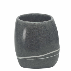 Pahar baie pentru igiena personala, Kleine Wolke Stones 34164, polirasina, finisaj piatra, negru, 2 x 12.8 cm