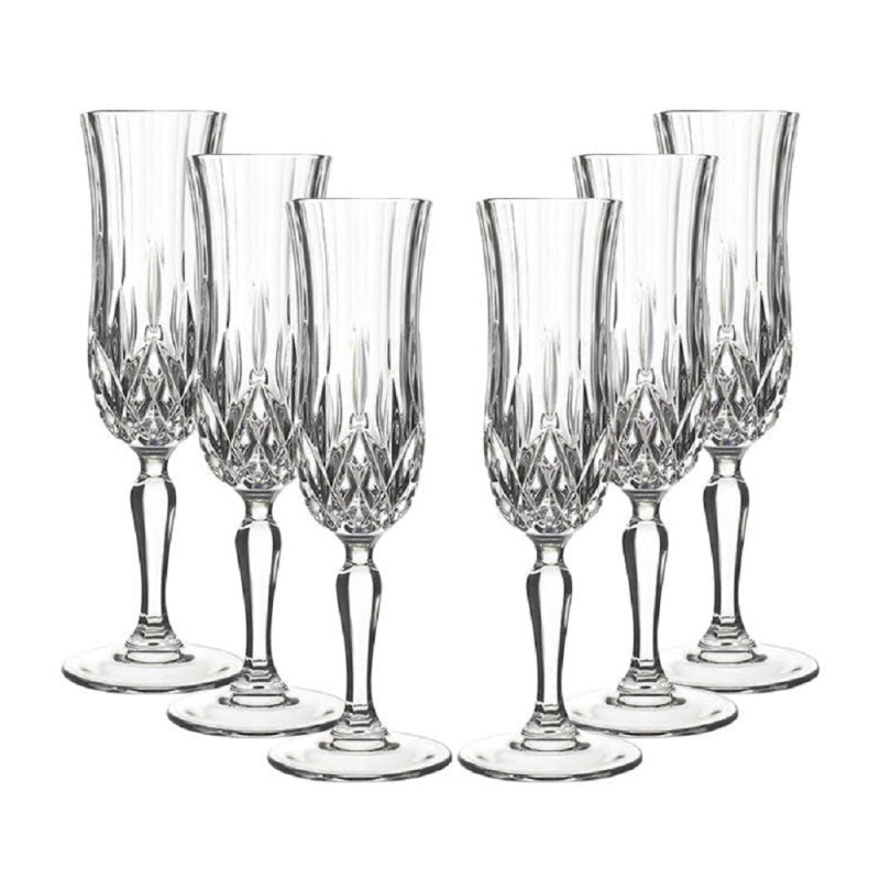 Pahar cu picior sampanie, Opera, din sticla cristalina, 130 ml, set 6 bucati