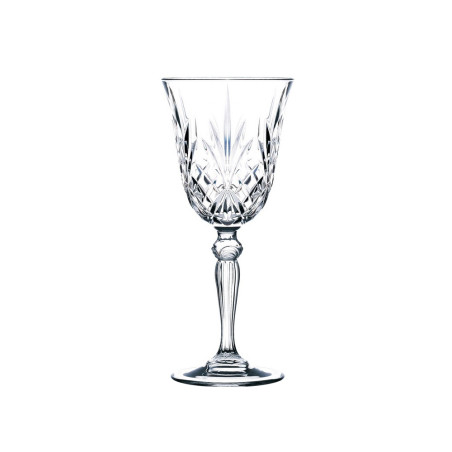 Pahar cu picior vin, Melodia, din sticla cristalina, 210 ml, set 6 bucati