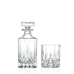 Pahar + sticla whisky, Opera RCR, din sticla cristalina, 300 + 750 ml, set 7 bucati