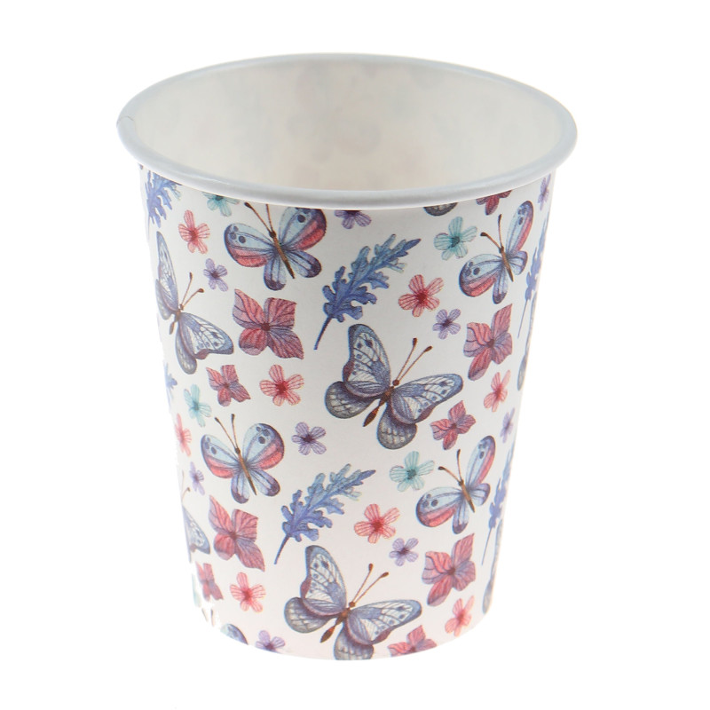 Pahare din carton Fluturi, 250 ml, set 25 bucati
