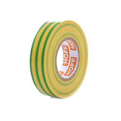 Banda izolatoare Hoff, galben cu verde, 20 m x 0.15 mm x 18 mm