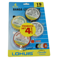 Banda izolatoare Lohuis, culori diferite, 19 m x 0.15 mm x 19 mm, 4 buc