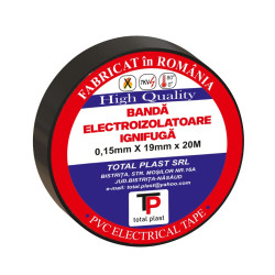 Banda izolatoare Total Plast, negru, 20 m x 19 mm x 0.15 mm