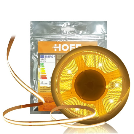 Banda LED dublu-adeziva pentru interior Hoff COB, 24 V, 36 W, 2800 lm, lumina calda, 5 m, IP20