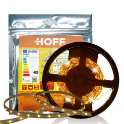 Banda LED dublu-adeziva pentru interior Hoff SMD 2835, 12 V, 24 W, 2500 lm, lumina calda, 5 m, IP20