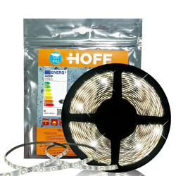 Banda LED dublu-adeziva pentru interior / exterior Hoff SMD 2835, 12 V, 24 W, 2400 lm, lumina rece, 5 m, IP65