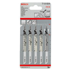 Panza fierastrau vertical, pentru lemn, Bosch Clean for Wood, T 101 BR, set 5 bucati