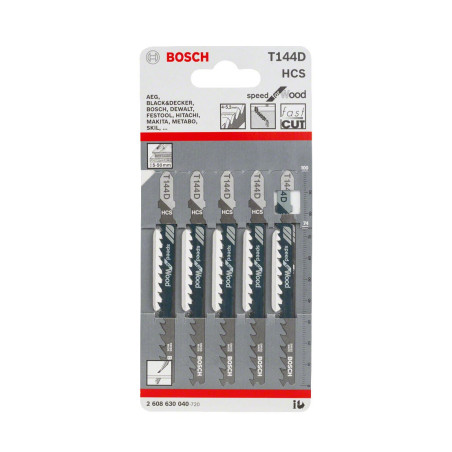 Panza fierastrau vertical, pentru lemn, Bosch Speed for Wood, T 144 D, set 5 bucati