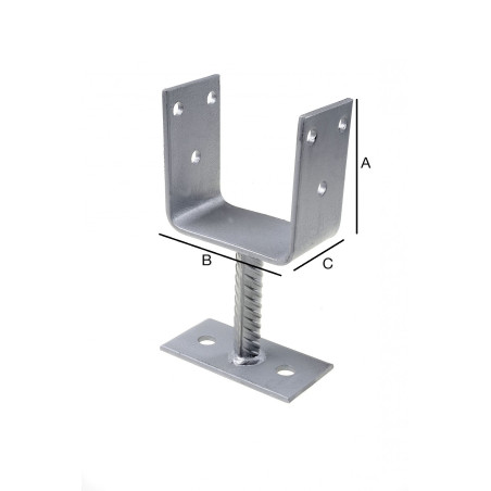 Papuc reazem  din tabla de otel zincat, cu talpa fixa, 100 x 100 x 60 x 5 mm
