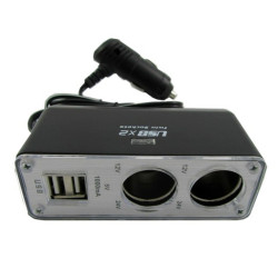 Adaptor priza auto, Carmax, 5949042303111, 2 porturi bricheta, 12 V / 24 V, 2 porturi USB, indicator LED