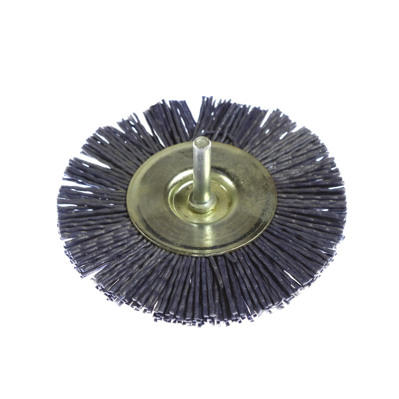 Perie circulara, cu tija, din nylon abraziv, pentru inox / aluminiu / metale / moi, Peromex 5147V, diametru 100 Perie circulara, cu tija, din nylon abraziv, pentru inox / aluminiu / metale / moi, Peromex 5147V, diametru 100