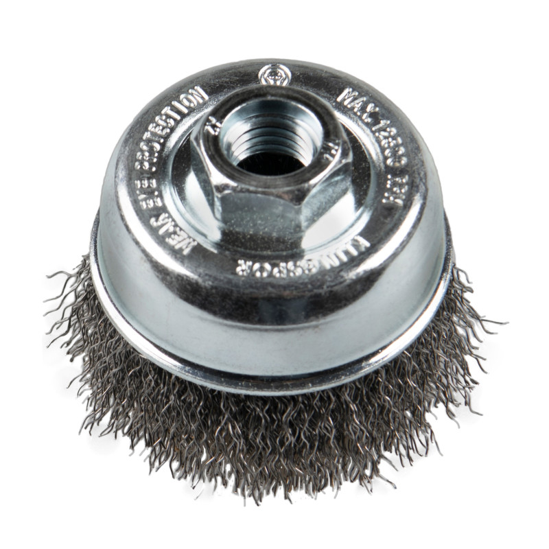 Perie cupa, cu alezaj, pentru decapare otel /inox, M14, Klingspor BK 600 W, diametru 80 mm Perie cupa, cu alezaj, pentru decapare otel /inox, M14, Klingspor BK 600 W, diametru 80 mm