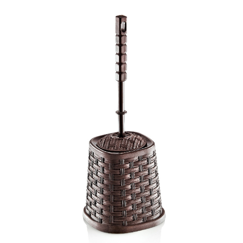 Perie WC  Rattan, plastic, maro / bej / alb / gri, 14.7 x 14.7 x 40 cm