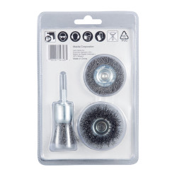 Perii circulare, pentru slefuire inox / metale, cu tija, Makita D-66070, set 3 bucati