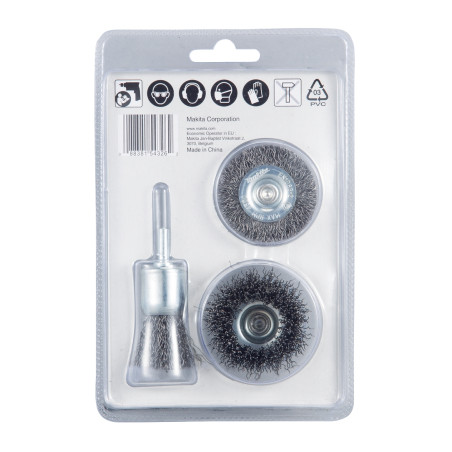 Perii circulare, pentru slefuire inox / metale, cu tija, Makita D-66070, set 3 bucati