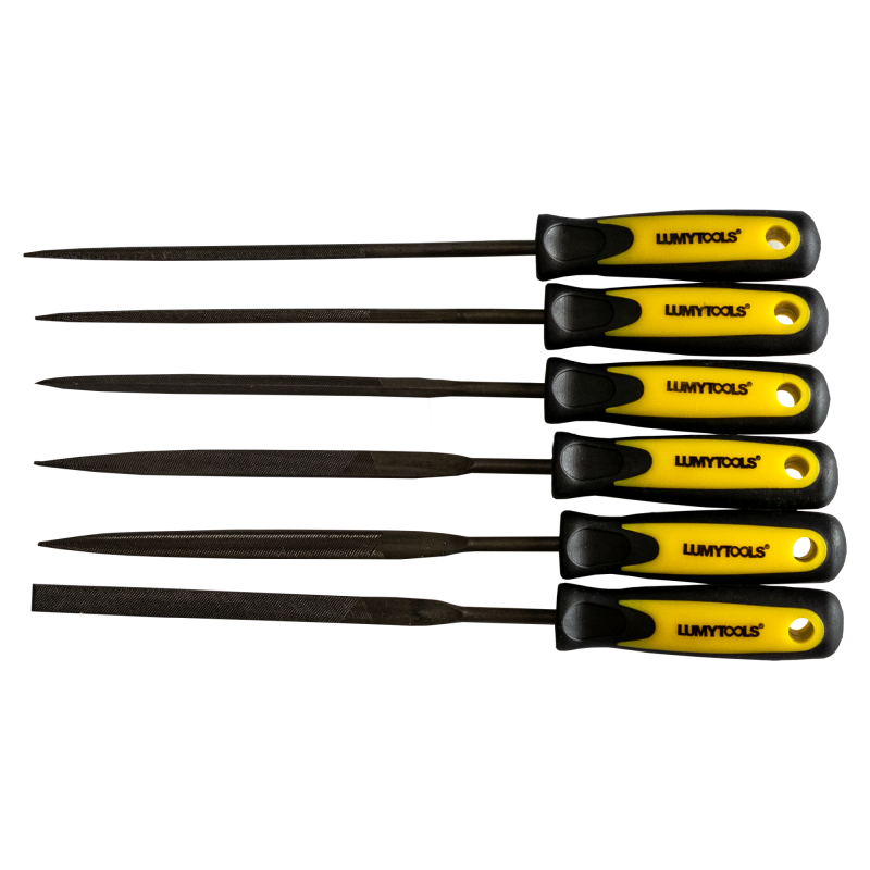 Pila pentru metal, Lumytools LT25168, maner din bimaterial, 150 mm, set 6 pile