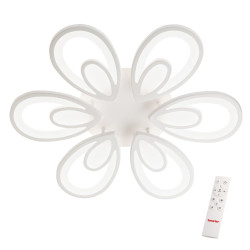 Plafoniera LED Lotus 05-964, 105W, 16000lm, lumina calda / neutra / rece, cu telecomanda, alba , moderna