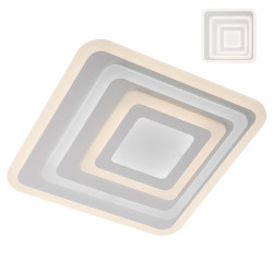 Plafoniera LED Stratos SQ 01-2337, 82W, lumina calda / rece, telecomanda, dimabila, acril satinat + alb mat, moderna