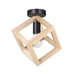 Plafoniera Rhombus KL101050, 1 x E27, negru + lemn natur, moderna