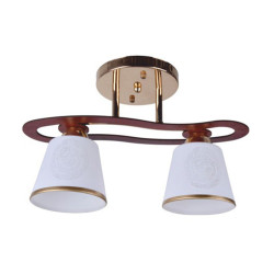 Plafoniera tip lustra Cup Ly 3076, 2 x E27, auriu + maro + alb, moderna