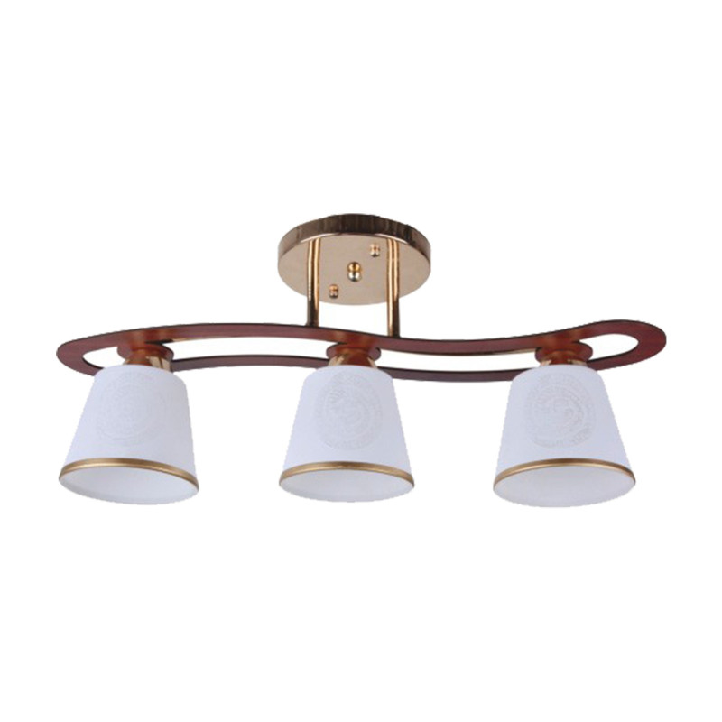 Plafoniera tip lustra Cup Ly 3077, 3 x E27, auriu + maro + alb, moderna