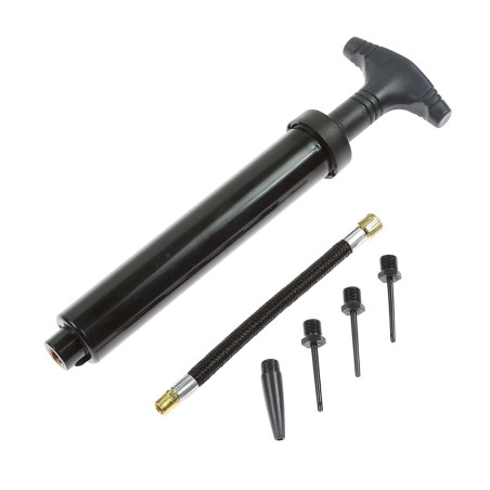 Pompa manuala pentru minge / velo, plastic, cu furtun + 3 ace + valva