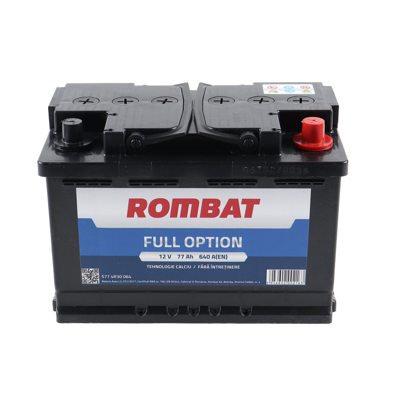 Baterie auto Rombat full option, 12V, 77Ah, 600 A, 27.8 x 17.5 x 19 cm