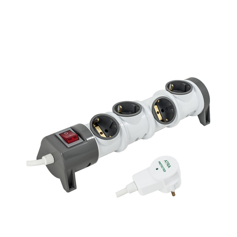 Prelungitor Atra 7154, 4 prize, 3 m, protectie la supratensiune, supraincarcare si varfuri de energie, intrerupator, 3500W, 3 x 