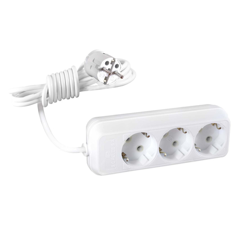 Prelungitor ceramic 015504, 3 prize, 3 m, 2500W, 3 x 1 mmp, contact de protectie