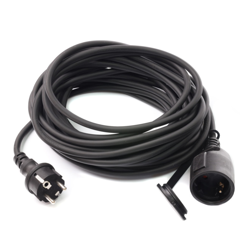 Prelungitor cu fisa si cupla, contact de protectie, 10 m, 3 x 1.5 mmp, negru