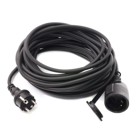 Prelungitor cu fisa si cupla, contact de protectie, 10 m, 3 x 1.5 mmp, negru
