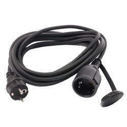 Prelungitor cu fisa si cupla, contact de protectie, 5 m, 3 x 1.5 mmp, negru