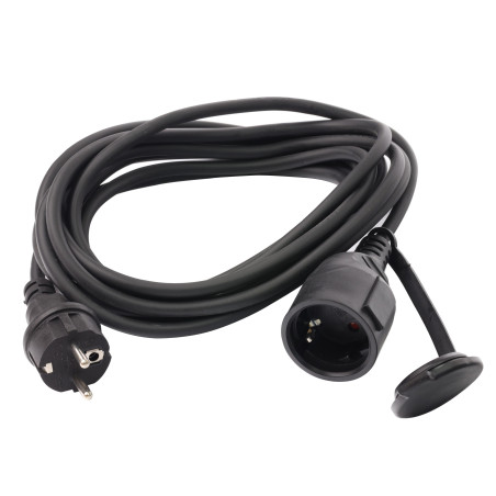Prelungitor cu fisa si cupla, contact de protectie, 5 m, 3 x 1.5 mmp, negru