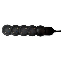 Prelungitor Hoff Line 4 prize, 3 m, 3500W, 3 x 1.5 mmp, intrerupator, negru
